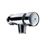 Robinet temporise mural TEMPOSTOP pour lavabo - DELABIE - 744000 - Laiton massif chrome - Economie d'eau