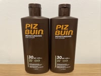 Piz Buin Moisturising Sun Lotion - SPF 30 - 200ml x2 Bottles NEW