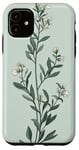 iPhone 11 Leaves Botanical Plant Line Art Sage Green Wildflower Floral Case