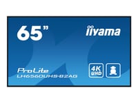 Iiyama Prolite Lh6560uhs-B2ag - 65" Diagonalklasse (64.5" Synlig) Led-Bakgrunnsbelyst Lcd-Skjerm - Intelligent Skilting - Med Innebygd Mediespiller Og Trådløs Mediemottaker - 4K Uhd (2160P) 3840 X 2160 - Edge Led - Black Bezel With Matte Finish