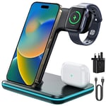 Wireless Charger 3 in 1 for Apple Devices,18W Charging Station Stand Dock for iPhone 16/15/14/13/12/11 Pro/Pro Max/XS/XR/X/8, Apple Watch 9/8/7/6/5/4/3/2/SE,AirPods 4/Pro/3/Pro2/2/1