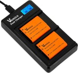 Vemico Li-90B Chargeur de Batterie Kit 2 x 1450 mAh Batterie de Remplacement LCD Type C USB pour LI-90B/ LI-92B/Stylus TG-1/TG-2/TG-3/TG-4/TG -5/TG-6 Tough/SH-1/SH-2/ SH-3/SH-50/SH-60/XZ-2