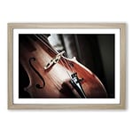 Big Box Art Cello Instrument (1) Framed Wall Art Picture Print Ready to Hang, Oak A2 (62 x 45 cm)