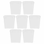 7 x Plastic 45L Laundry Basket with Lid Dirty Clothes Storage Hamper Bin - White