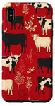 Coque pour iPhone XS Max Rouge Art Déco Vaches Géométriques Ranch Pâturage Ferme Rustique