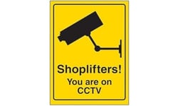 V Safety Shoplifters you Are On CCTV Sign - 150mm x 200mm - Self Adhesive Vinyl