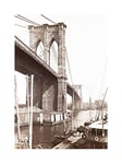 Wee Blue Coo Vintage Photo Brooklyn Bridge East River New York Wall Art Print