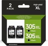 305 XL Cartouches Noir,305 XL Cartouche pour HP 305 Noir Compatible avec HP DeskJet 4110e 2720e 4120e 2700 DeskJet Plus 4100 Envy 6000 6020e Envy Pro 6420e Druckers (2 Noir Pack)