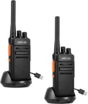 Ht66 Talkie Walkie Rechargeable,Pmr446 Sans Licence Talkie Walkie Professionnel Longue Portee Portative Toki Woki 16 Canaux Walky Talky Scan Vox Avec Station De Charge Usb C(Noir,2 Pieces)