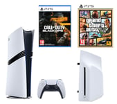 Sony PlayStation 5 Pro, Call of Duty: Black Ops 6, Grand Theft Auto V & Disc Drive for PS5 Digital Edition Consoles (White) Bundle, White