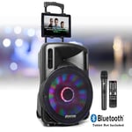 15-LED Karaoke Machine Speaker Set System, Wireless Microphone Lights, Bluetooth