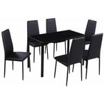 Ensemble de table à manger 7 pcs - Ensemble Table à manger + 6 chaises noir