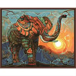 N/C Aint By Numbers Kits Acrylic Paints Set Diy Canvas Oil Painting Gift Kits Home Decoration- Birthday Colorful Elephant 16*20 Inch