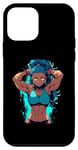 Coque pour iPhone 12 mini Blue Hair Dark Skin Fitness Modèle Posant Illustration