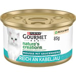 Gourmet Nature's Creations Lot de 12 sachets de Nourriture Humide pour Chat au cœur de Sauce, Riche en morue, 12 x 85 g