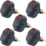 5 pièces 12V 30A spst 3 broches on/off rond point led lumière bouton-poussoir interrupteur à bascule pour voiture ASW-20D-BU,Rouge