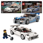 LEGO Speed Champions Race Car Bundle: Includes Lamborghini Countach (76908) and 2 Fast 2 Furious Nissan Skyline GT-R (R34) (76917) Collectible Model Race Car Toys For Kids, Boys & Girls