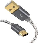 25Cm Câble Court Usb Type C, Usb C Mâle Vers Usb A Mâle Tressé, Charge Rapide(Qc) Pour Huawei Mate 20/P20, Galaxy S9/Book, Oneplus 6/6T, Note 7, Lg G6, Macbook Pro Etc, Gris[X2802]