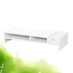 Computer Riser Monitor Stand Tidy PC Laptop Screen TV Desk Storage Plinth White