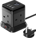 3M Cube Extension Lead with 3 USB Slots 4 Gang Plug Extension Socket for Home