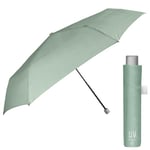 PERLETTI Super Compact Parapluie Anti UV Femme - Mini Parapluie Pliant de Poche Voyage avec Protection Solaire Couche Noir - Parapluie Multicolore Petit Pluie Soleil - Diam 91 cm (Vert Pastel)