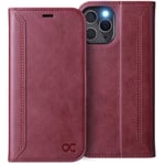 OCASE iPhone 12 Pro Max Case, iPhone 12 Pro Max Retro Wallet 5G Case, PU Leather Folio Flip Case with RFID Blocking Card Holder, Shockproof Phone Cover Compatible For iPhone 12ProMax 6.7 Inch-Burgundy