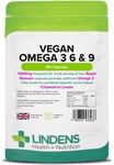 Vegan Omega 3 6 & 9 Flaxseed 1000mg 90 Capsules Blood Cholesterol Levels Lindens