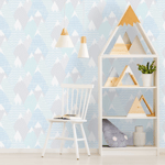 Childrens Mountains Wallpaper Kids Playroom Bedroom Over The Rainbow Teal Blue