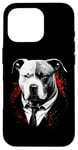 Coque pour iPhone 16 Pro Pitbull Dog Gangster en costume Funny Mob Boss sur le thème