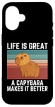 Coque pour iPhone 16 Capybara rétro La vie est belle, un capybara la rend meilleure