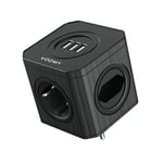 VOOMY Multiprise Murale Cube 7 en 1, Prise Multiple avec USB, Multiprise Electrique 4 Prises et 3 USB, Multiprise 4000W Parasurtenseur, Noir