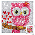 MWOOT 5D DIY Diamant Peinture pour Enfants Kits, Owl Diamond Pasted Painting Set, Complet Ensemble Forage Broderie au Point de Croix Strass par Numéro pour Maison Salon Décoration (15x15CM) - Hibou