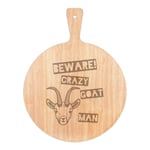 Beware Crazy Goat Man Pizza Board Paddle Wooden Funny Animal