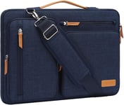 Sacoche Ordinateur Portable,Sacoche PC Portable 15-15,6 Pouces Compatible avec MacBook Pro 16,HP,Dell,Sac Ordinateur Sac Messager Côté Ouvert avec 4 Poches Zipper&Poignée,Bleu Marin