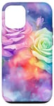 Coque pour iPhone 14 Rose pastel, violet, bleu, arc-en-ciel, rose florale