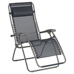 LAFUMA MOBILIER - Fauteuil Relax Zéro Gravité RSXA - Chaise Longue Pliante Terrasse et Jardin - Toile Batyline Résistante - Transat Multiposition, Tout Confort, Fabriqué en France - Gris FONTE