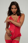 Christine Body Entrejambe Ouvert Wetlook Christelle - Rouge