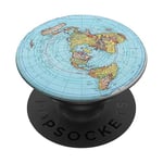 Gleason Flat Earth Map, Blue Flat Earth Map, Flat Earth PopSockets Adhesive PopGrip