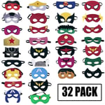 Superhjälte Mask Partygåva för Barn (32-pack) Filt och Stretch