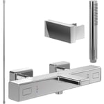 Pack mitigeur baignoire thermostatique villeroy et boch Universal carré Chrome avec ensemble