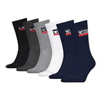 Levi's Unisex Socks Sport Logo Crew Cut Socks Bleue / White / Grey / Blakc 43/46 pack of 6