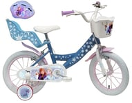 Vélo ATLAS Fille Inclus Vélo 14'' Enfant Reine des neiges/Frozen + Casque, Bleu, 14 Pouces