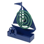 Baroni Home Support Spirale Anti-Moustiques, Porte-Encens, Porte-Plante en Métal pour Intérieur et Extérieur, 17x5x18 cm, Bateau à Voile, Bleu