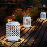 Etc-shop - Lampes solaires pour extérieur décoration de jardin lanterne lampe orientale lanternes solaires pour extérieur métal blanc, oriental, led,