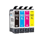 akaca 502XL Cartouches d'encre Compatibles avec Epson 502 502XL (1 Noir, 1 Cyan, 1 Magenta, 1 Jaune), pour Expression Home XP 5100 XP-5105 XP-5150 XP-5155, Workforce WF-2860DWF WF-2865DWF WF-2880DWF