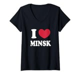 Womens I Love Minsk V-Neck T-Shirt