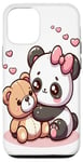 Coque pour iPhone 12/12 Pro Adorable panda et ours en peluche câlins style kawaii