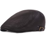 ZYM Bérets Automne Hiver Casquette Chapeaux pour Hommes Chapeau en Cuir mâle Gavroche Casquette Plate Artiste Peintre Chapeau Hommes béret Casquette-Noir