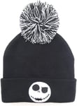 Nightmare Before Christmas Beanie Pom-Jack Face Badge Cap, Black, One Size