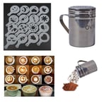 HIGH QUALITY STAINLESS STEEL CHOCOLATE SHAKER WITH HANDLE AND 16 STENCILS GIFT